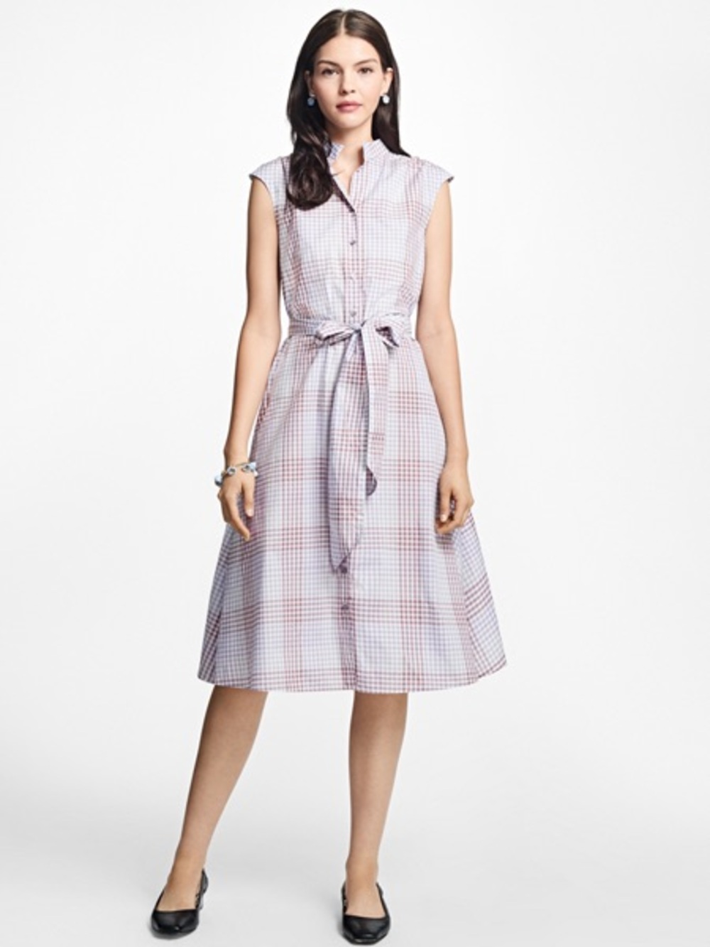 Brooks Brothers Cotton Poplin Multi-Gingham Shirt Dress - Size 0